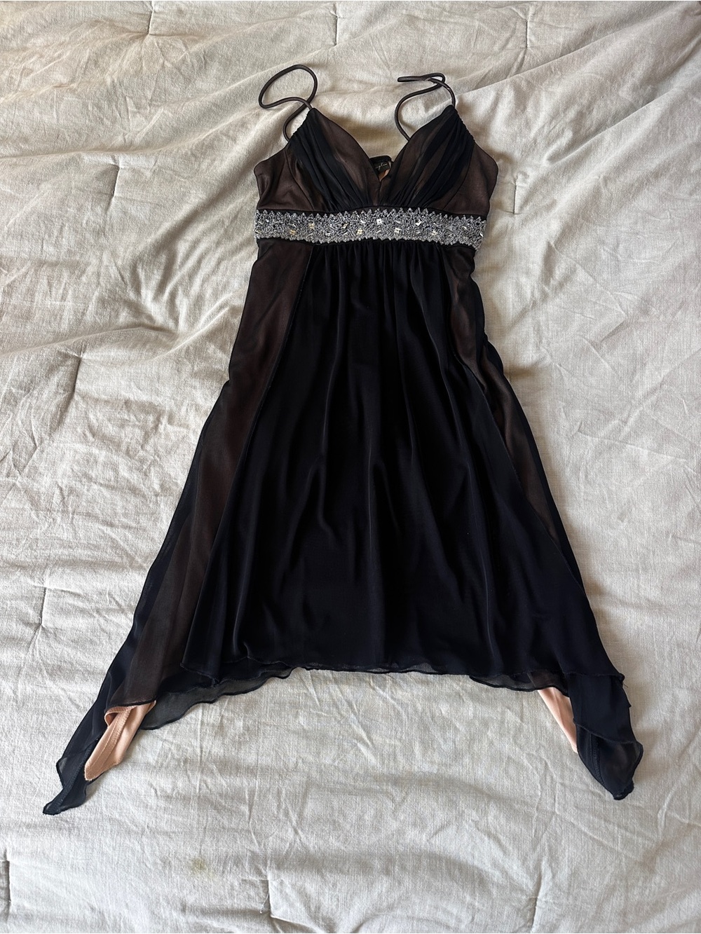 Beaded Y2K Cocktail Dress - Empire Waist